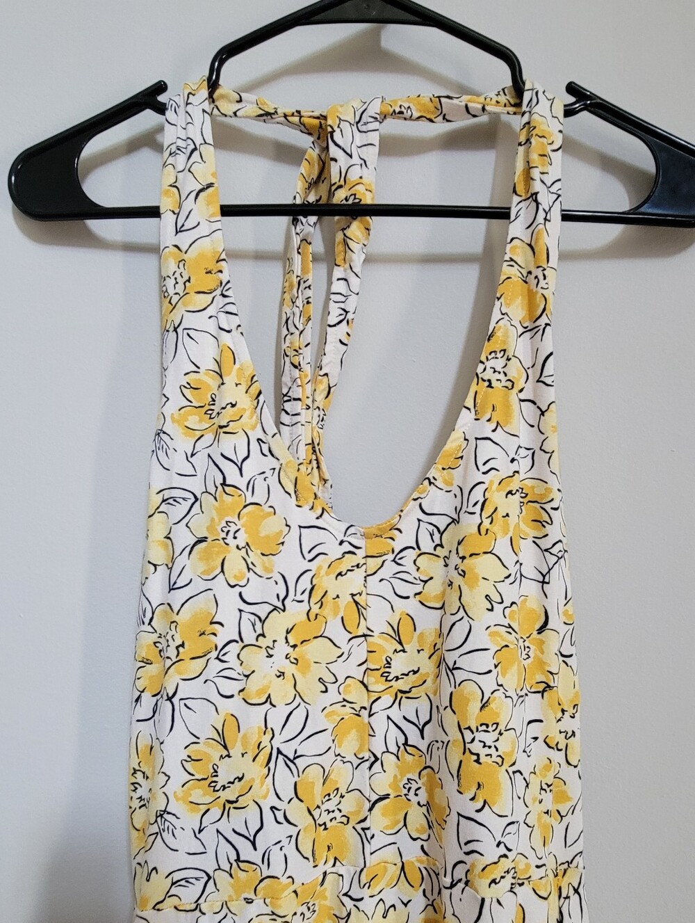 Pact Floral Butter Yellow Haltertop Midi Dress Women Size M Summer Flirty - Picture 7 of 8